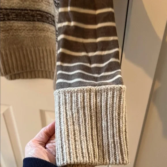 Tory Burch Brown, multicolored strip V-Neck Sweater - Picture 5 of 5